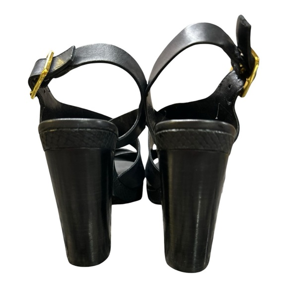 Ralph Lauren Fabia 100% Leather upper, Dress Sandal high heels Black size 7.5 - Picture 10 of 11
